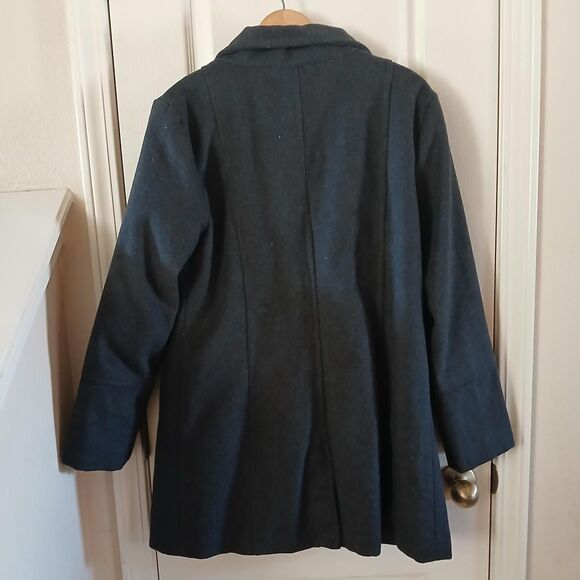Lady Von Hart dark Grey & Black Wool Blend Toggle Coat with Snaps Size Small - Picture 4 of 7